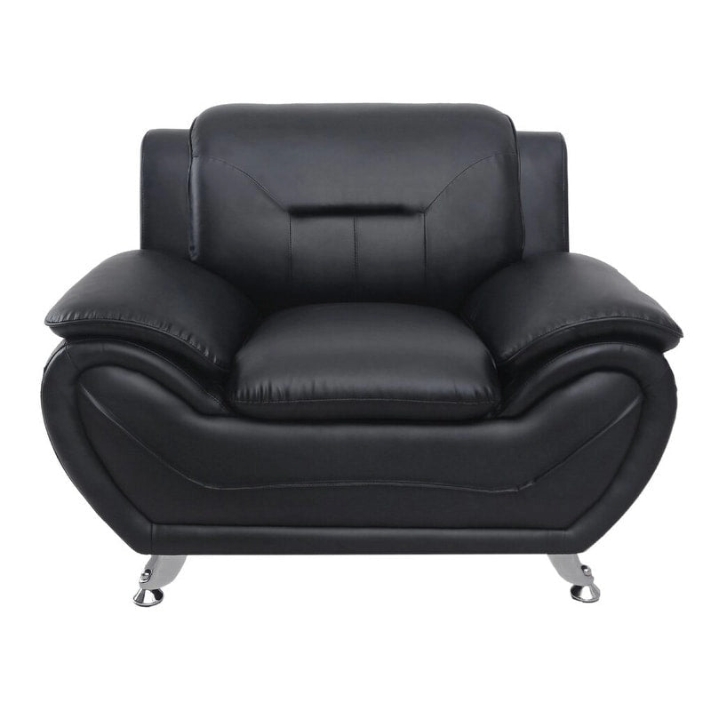 Fauteuil Club Rembourré en Similicuir avec Accoudoirs Coussins
