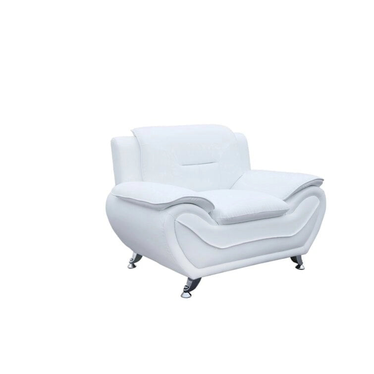 Fauteuil Club Rembourré en Similicuir avec Accoudoirs Coussins